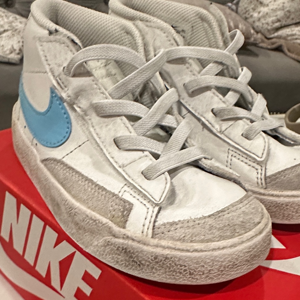 Nike Kids White And Light Blue High-Top Sneakers